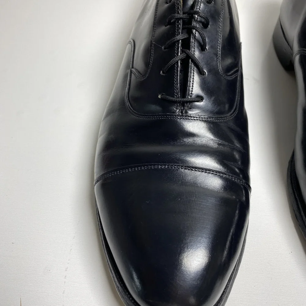 Johnston & Murphy Men's 13D  USA Made Goodyear Welt Black Cap Toe Dress Shoes